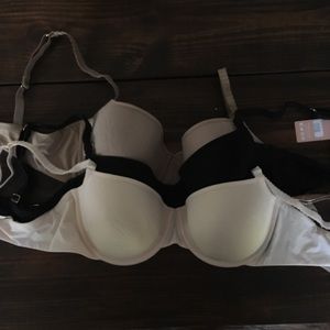 3 ThirdLove bras NWT black pink and nude 34D